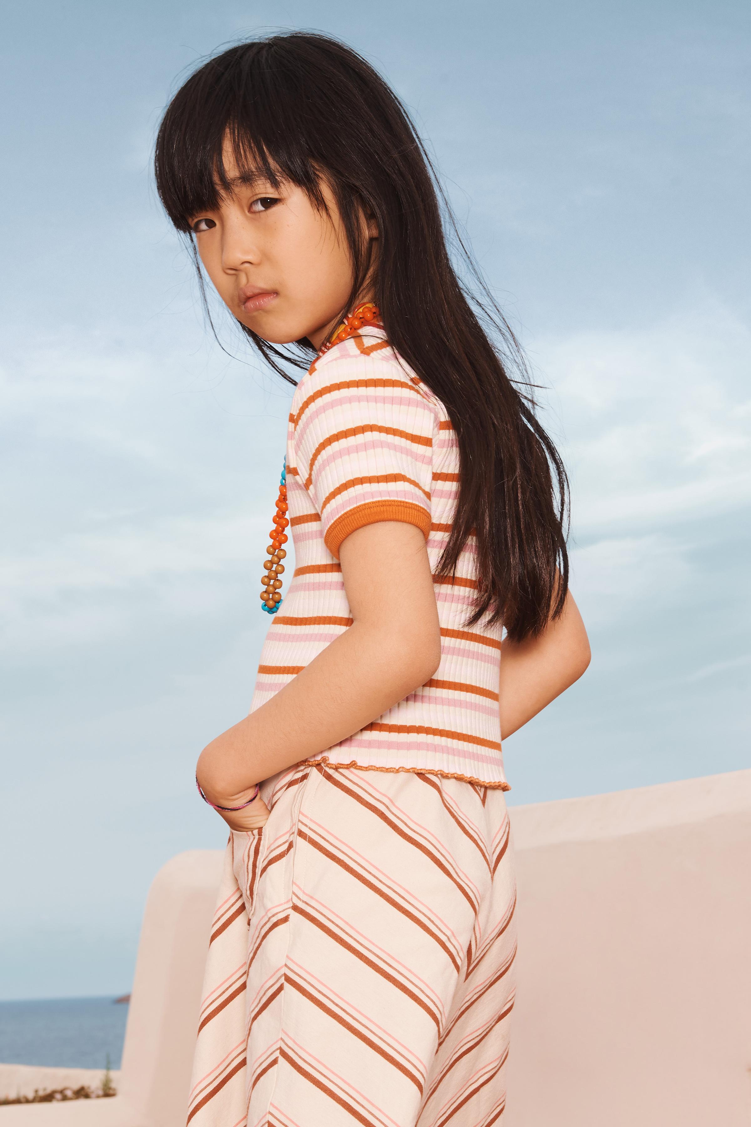 JUPE MIDI RAYURES COTON LIN ÉDITION LIMITÉE